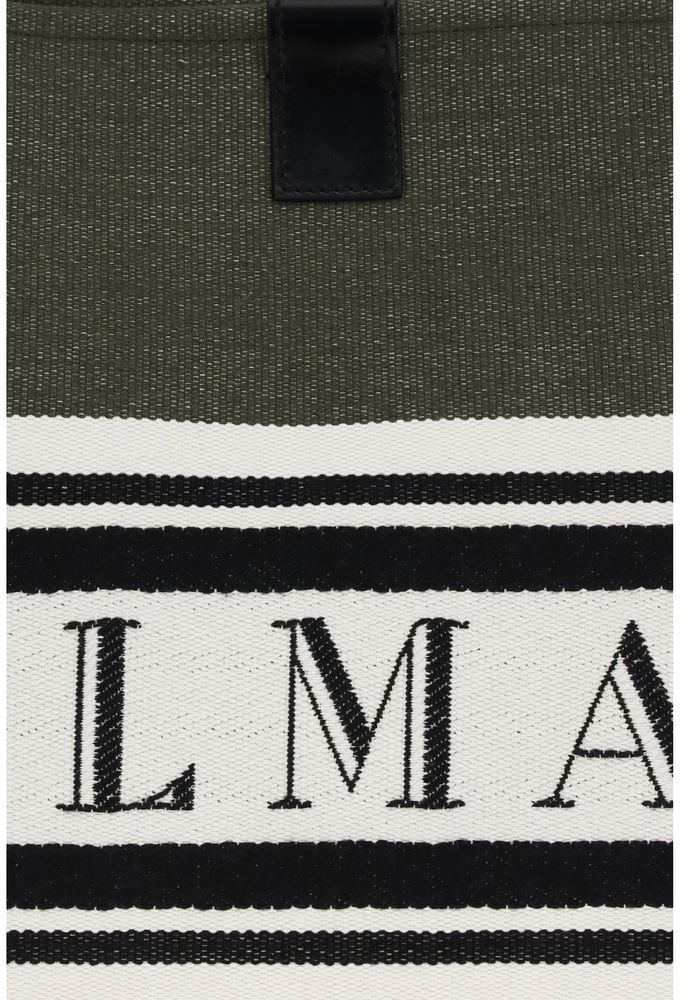 Balmain Black Cotton Shoulder Bag Zwart