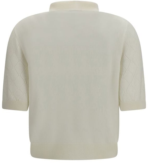 Balmain White Wool Oves Aries Polo Shirt Wit