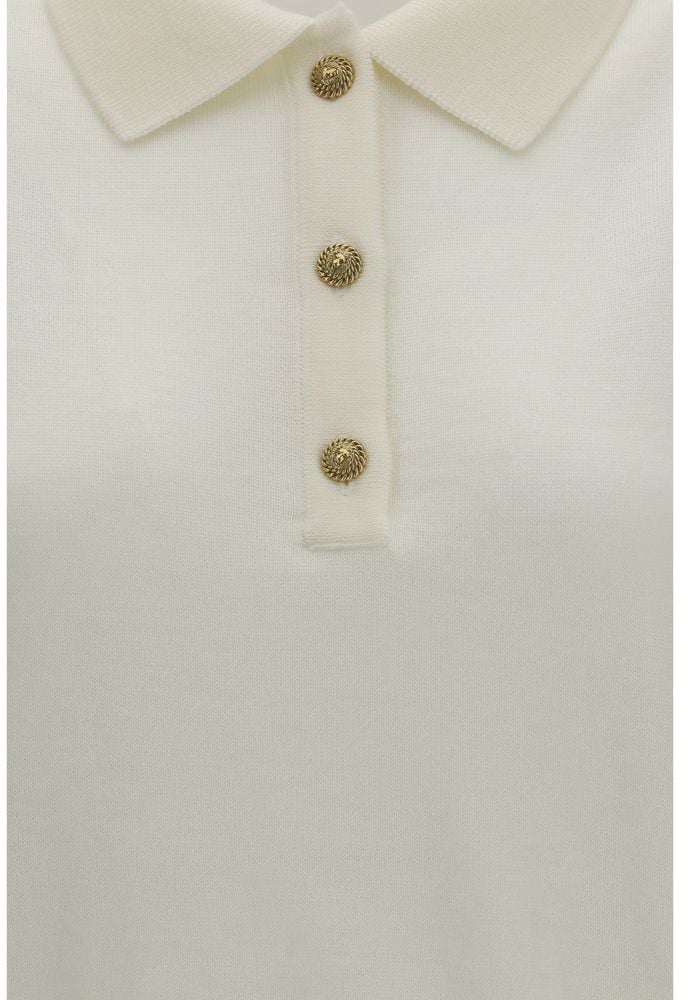 Balmain White Wool Oves Aries Polo Shirt Wit