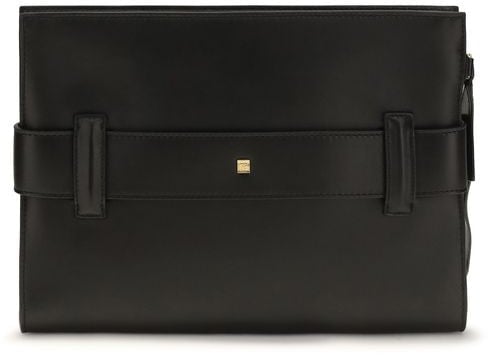 Balmain Black Lamb Ovis Aries Aries Clutch Bag Zwart