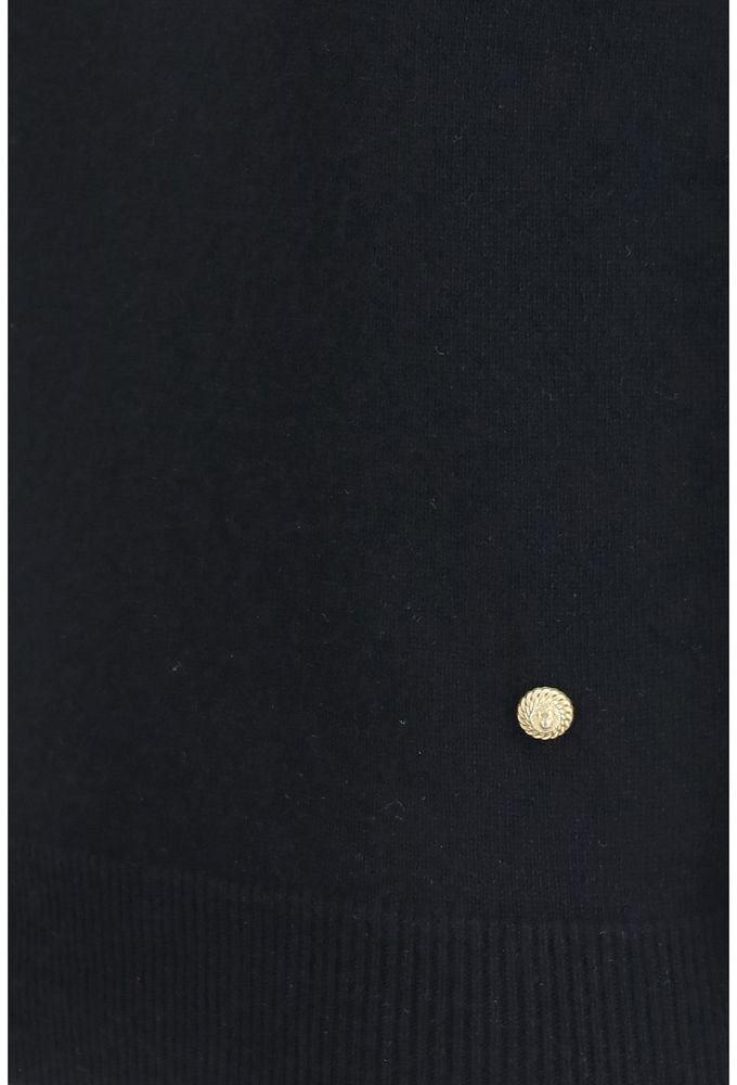 Balmain Black Wool Oves Aries Sleeveles Sweater Zwart