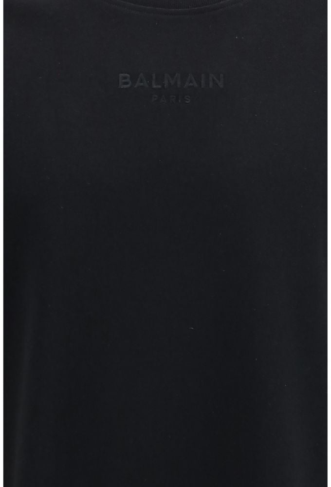 Balmain Black Cotton T-Shirt Wit