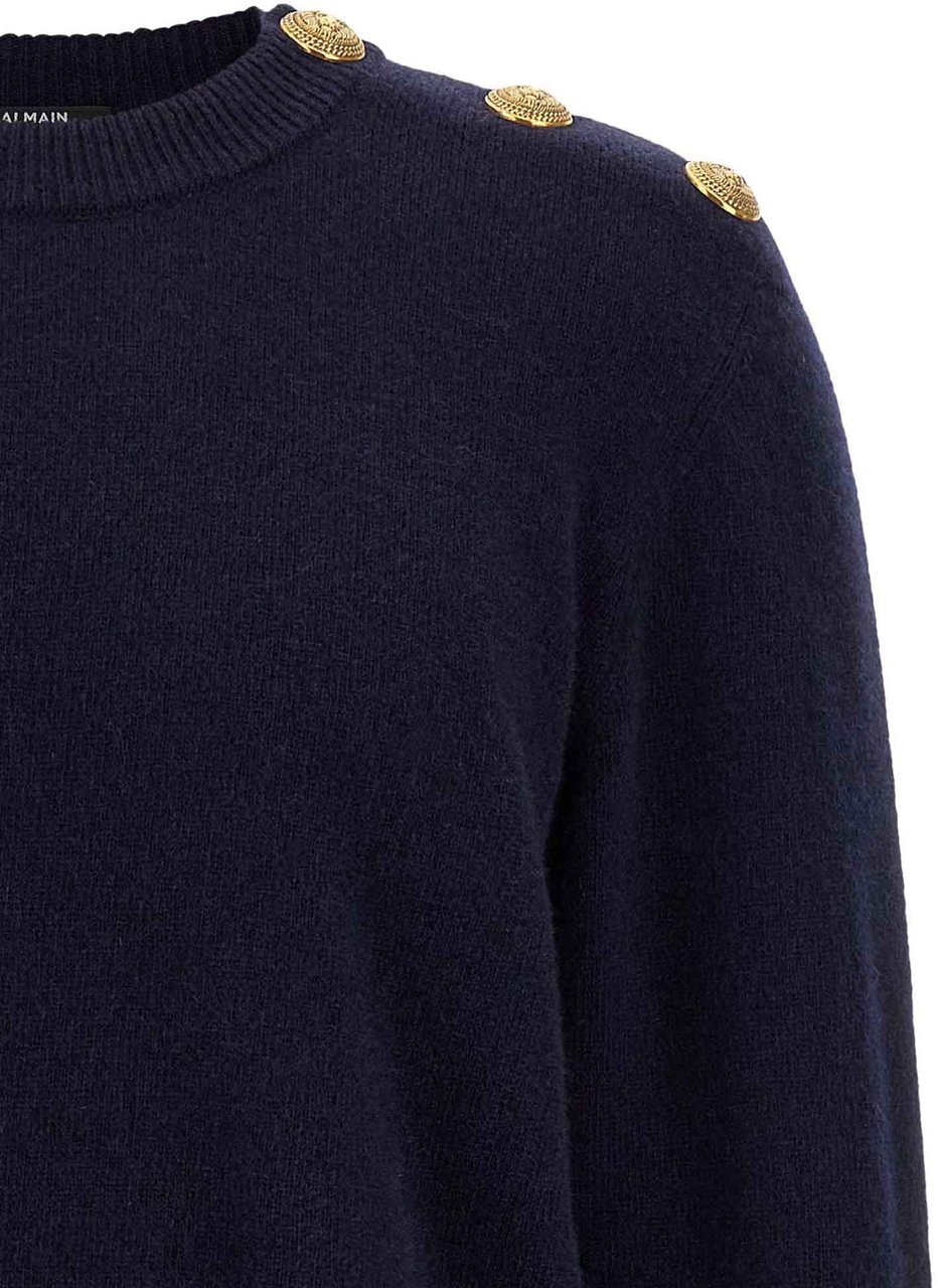 Balmain Blue Cashmere Cardigan Blauw