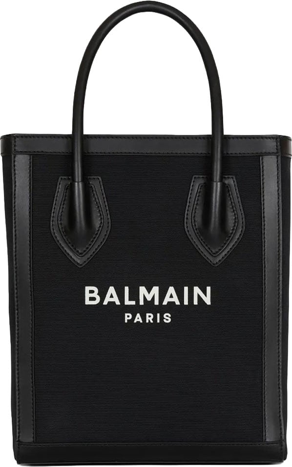 Balmain leather-trimmed Canvas Tote Bag Divers