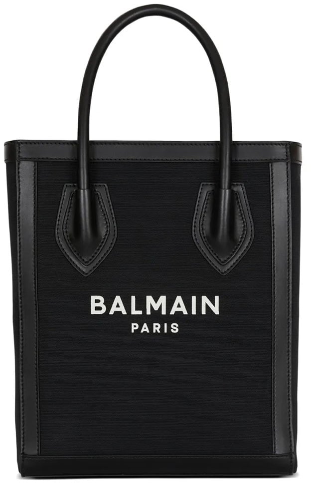 Balmain leather-trimmed Canvas Tote Bag Divers
