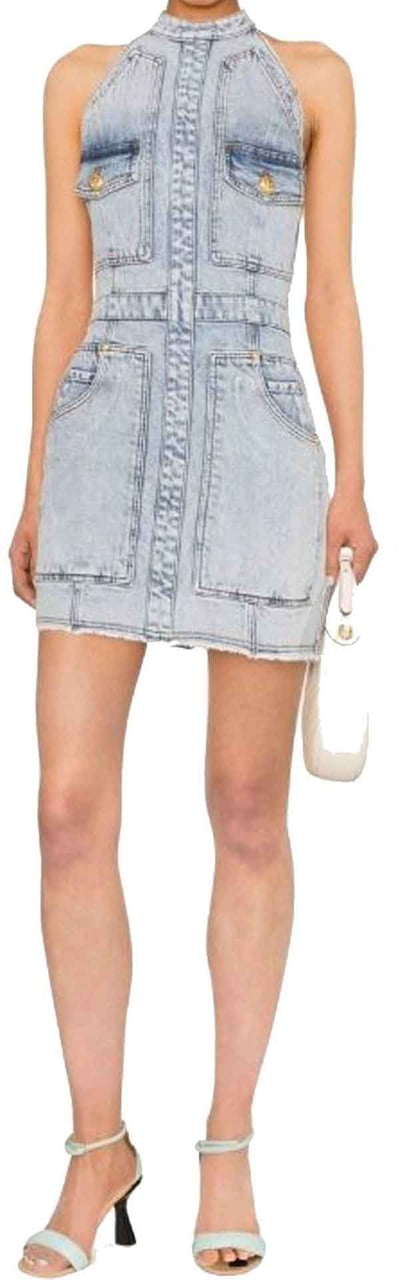 Balmain Denim Mini Dress Blauw