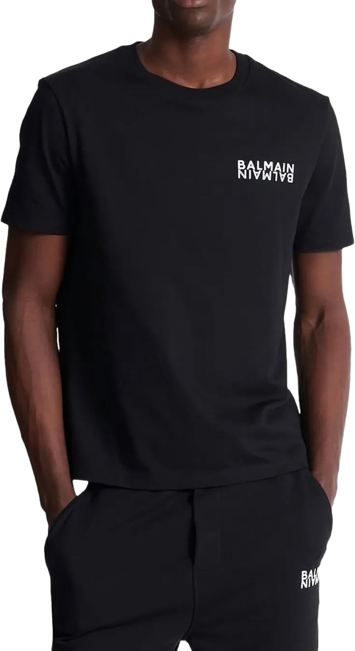 Balmain logo-print T-shirt Zwart