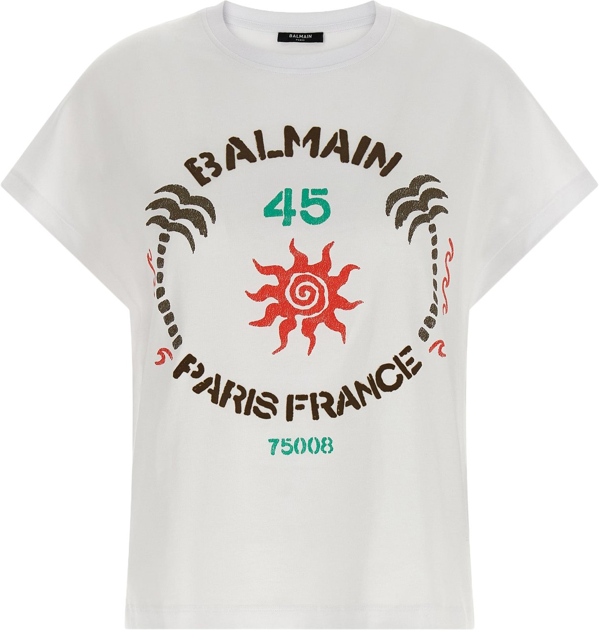Balmain White Cotton T-Shirt Wit