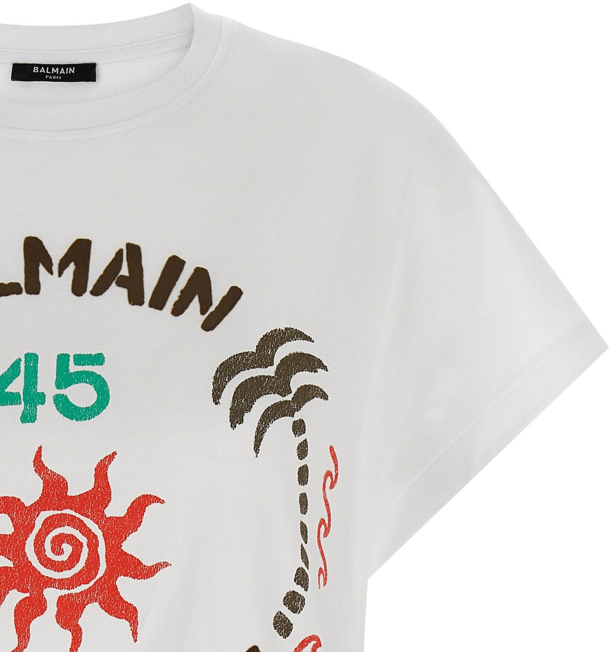 Balmain White Cotton T-Shirt Wit