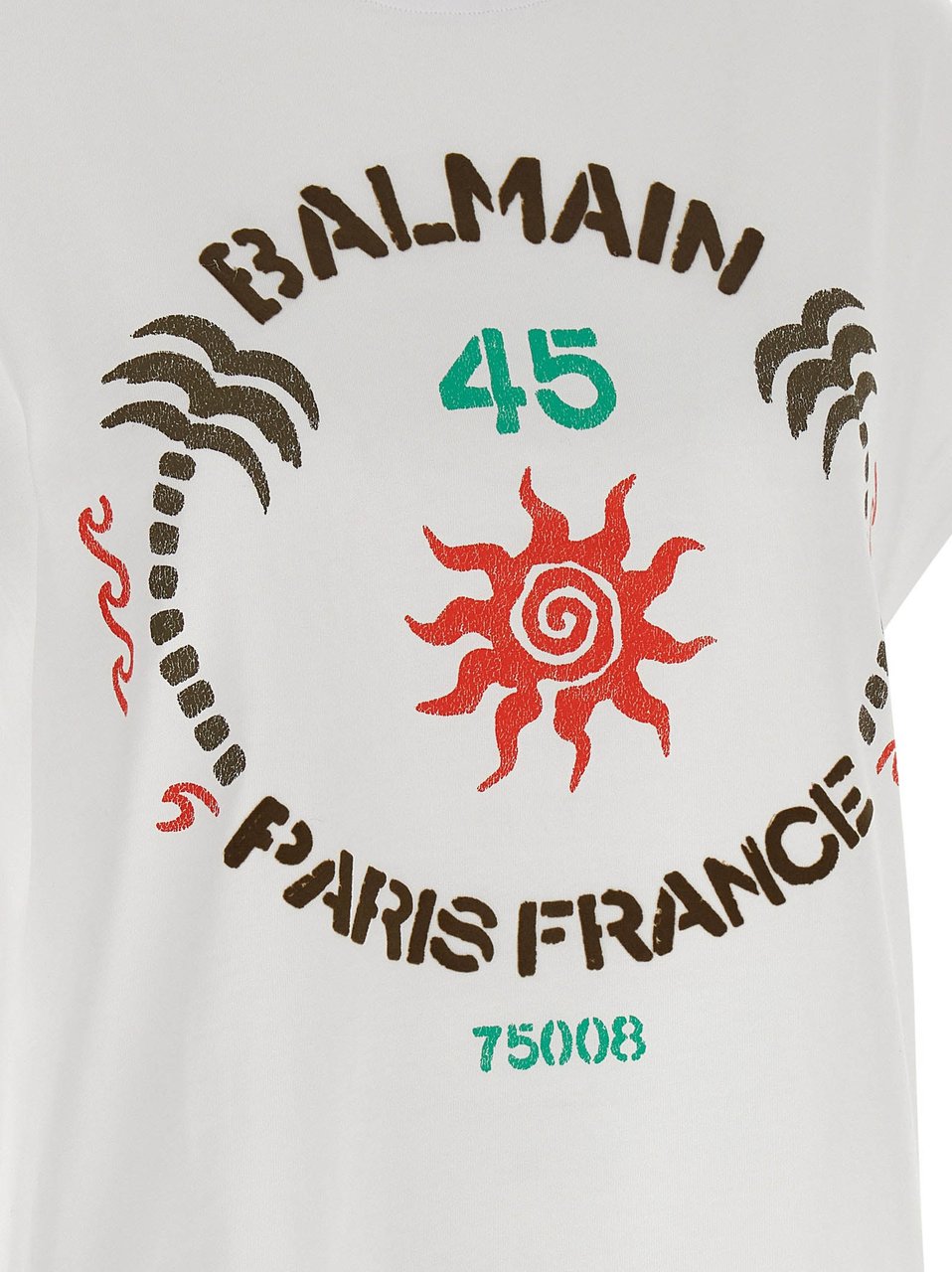 Balmain White Cotton T-Shirt Wit