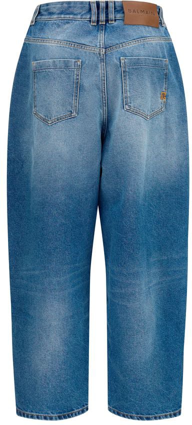 Balmain Blue Cotton Relaxed Fit Jeans Blauw