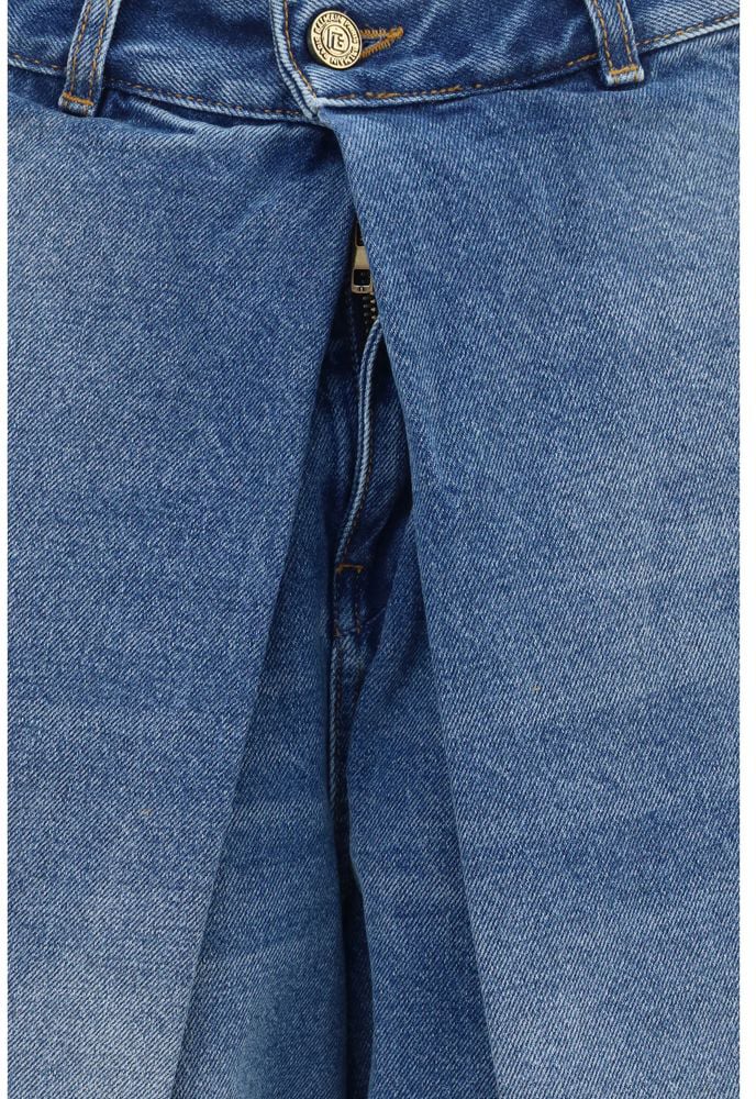 Balmain Blue Cotton Relaxed Fit Jeans Blauw