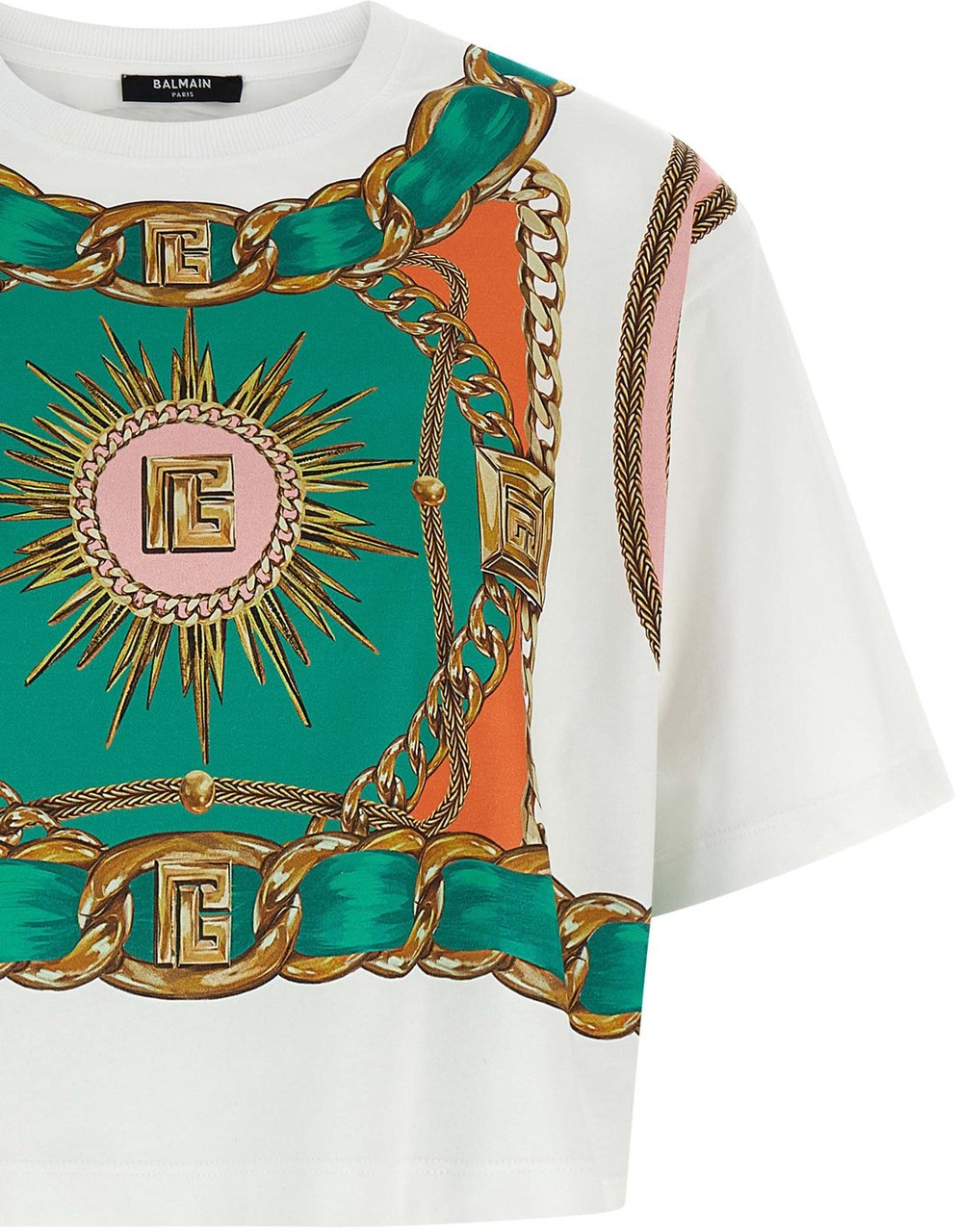 Balmain Multicolor Cotton T-Shirt Groen