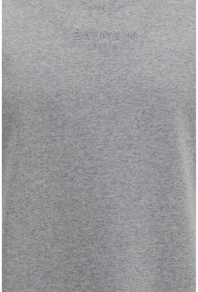 Balmain Gray Cotton T-Shirt Grijs