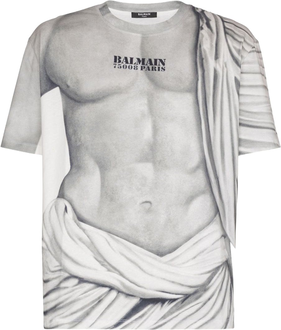 Balmain Art-Inspired Short-Sleeved T-Shirt with Graphic Print Wit