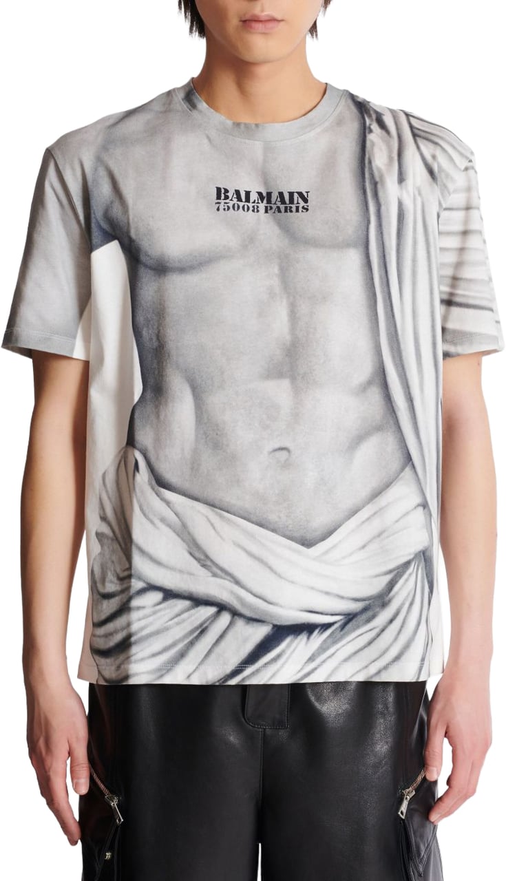 Balmain Art-Inspired Short-Sleeved T-Shirt with Graphic Print Wit