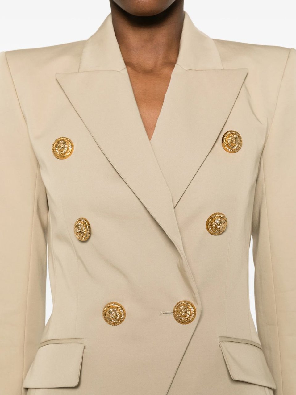 Balmain Tailored Double-Breasted Blazer with Structured Silhouette Neutraal
