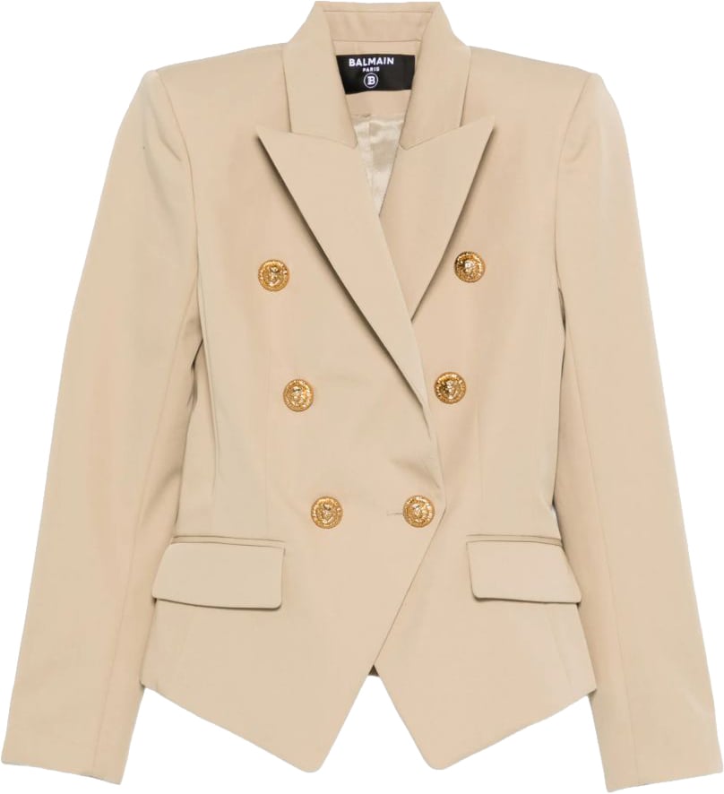 Balmain Tailored Double-Breasted Blazer with Structured Silhouette Neutraal