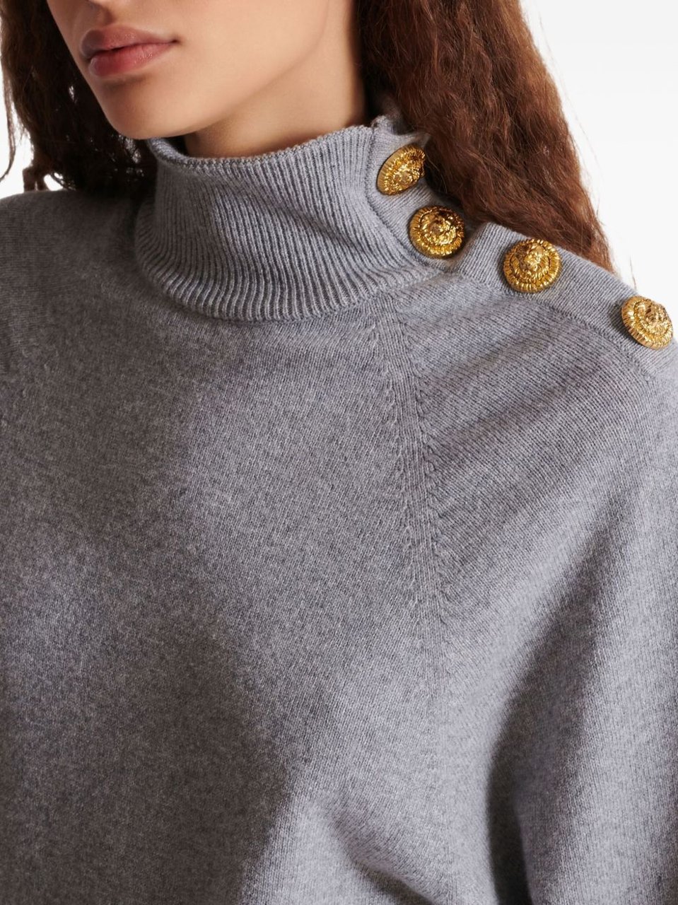 Balmain Turtleneck Knit Dress Grijs
