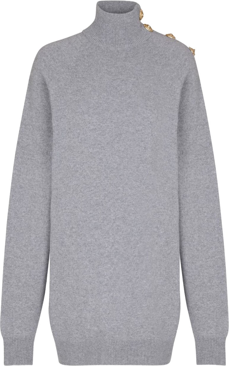 Balmain Turtleneck Knit Dress Grijs