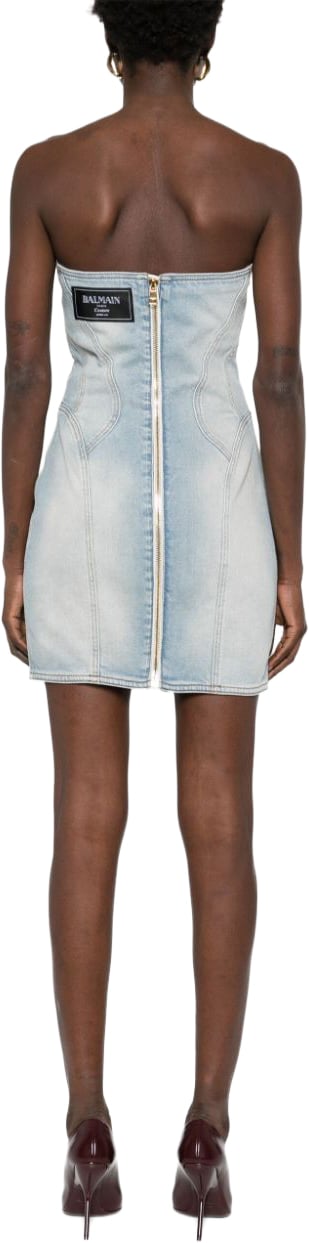 Balmain Strapless Mini Dress Wit