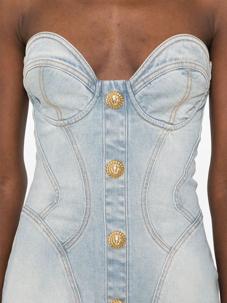 Balmain Strapless Mini Dress Wit
