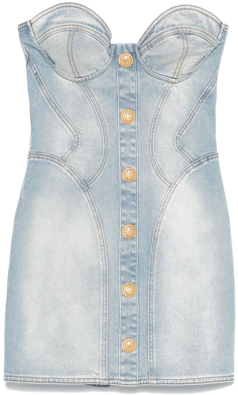 Balmain Strapless Mini Dress Wit