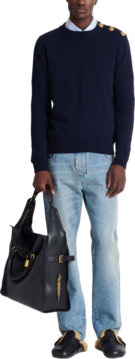 Balmain Navy Blue Sweater Zwart