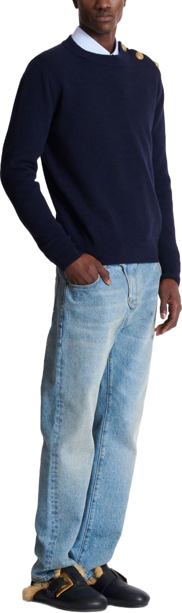 Balmain Navy Blue Sweater Zwart