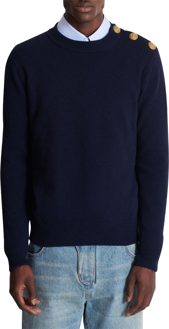 Balmain Navy Blue Sweater Zwart