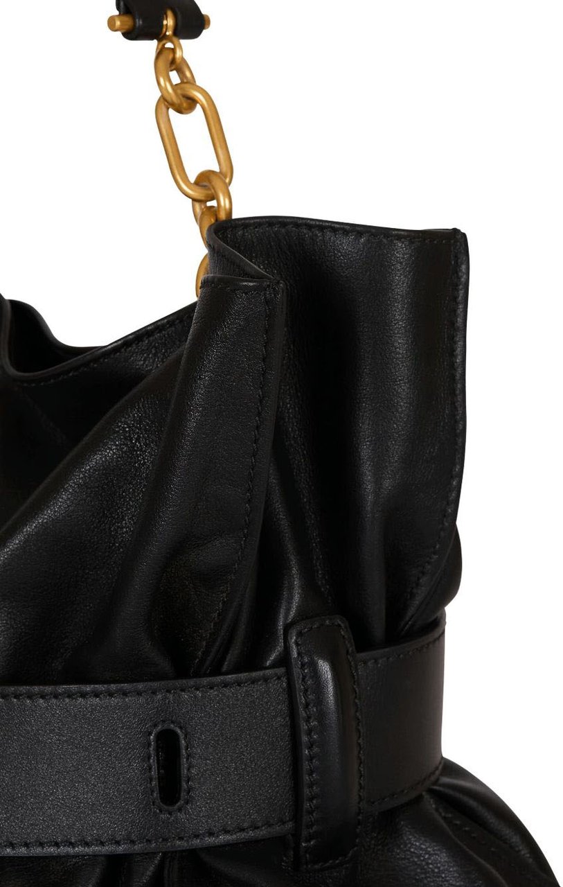 Balmain Gathered Black Silk Zwart