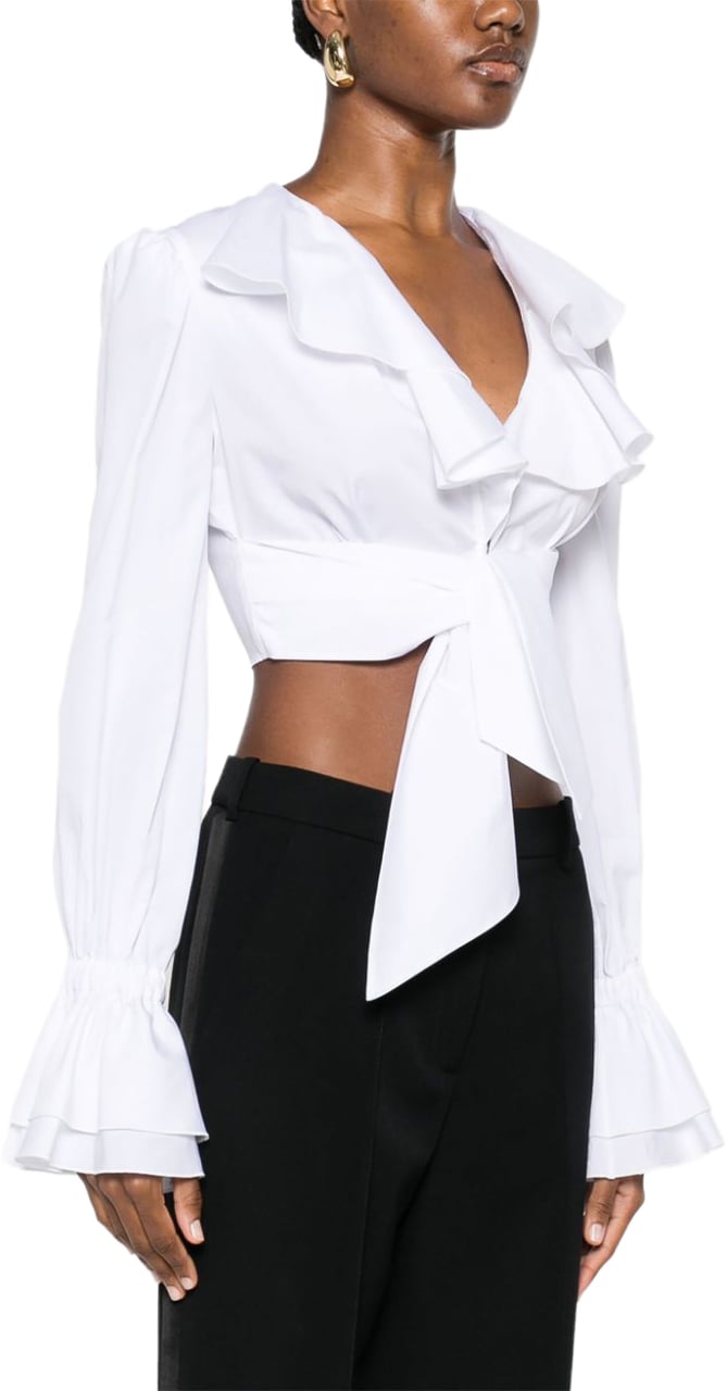 Balmain Cropped White Top Wit