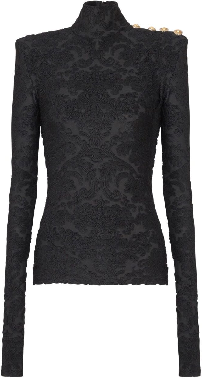 Balmain Fitted Black Top Zwart