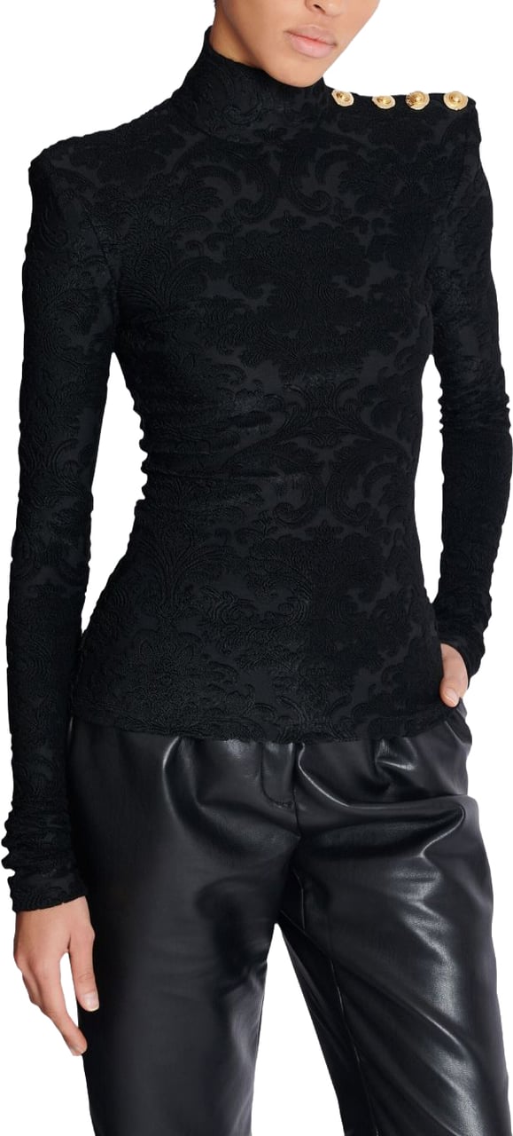 Balmain Fitted Black Top Zwart
