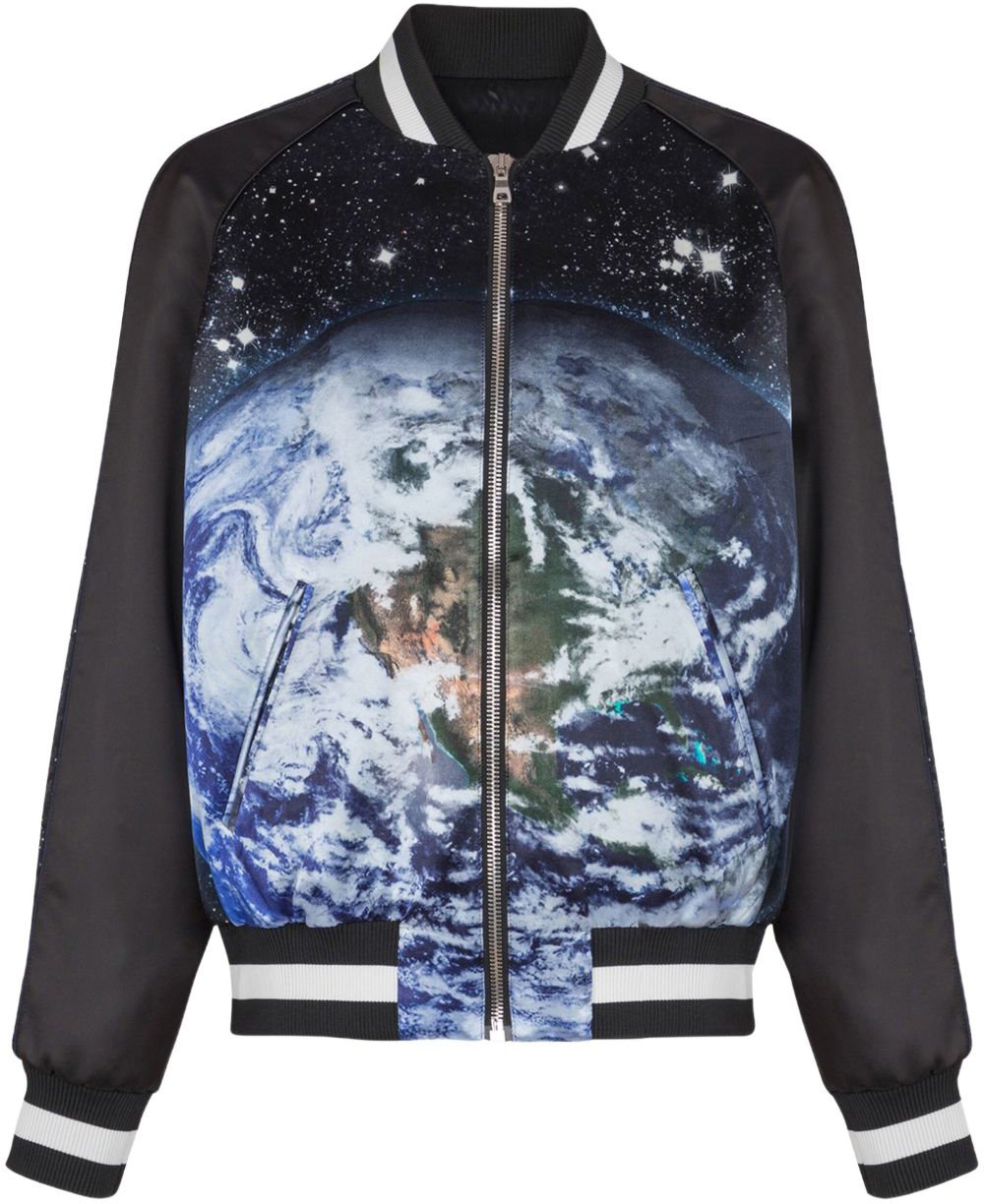 Balmain Graphic-Print Casual Jacket with Ribbed Details Zwart
