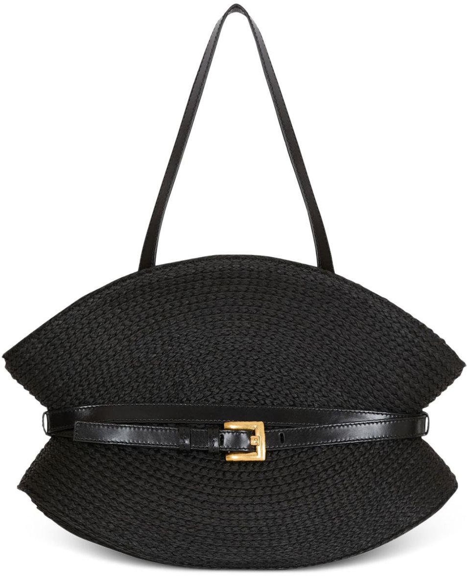 Balmain Sculptural Black Calfskin Leather Bag Zwart