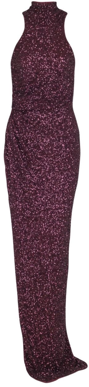 Balmain Burgundy Silk Maxi Dress Zwart