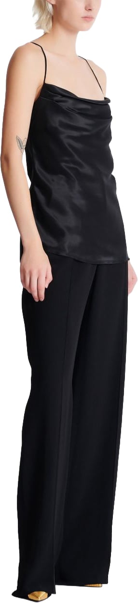 Balmain Satin-Finish Black Top Zwart