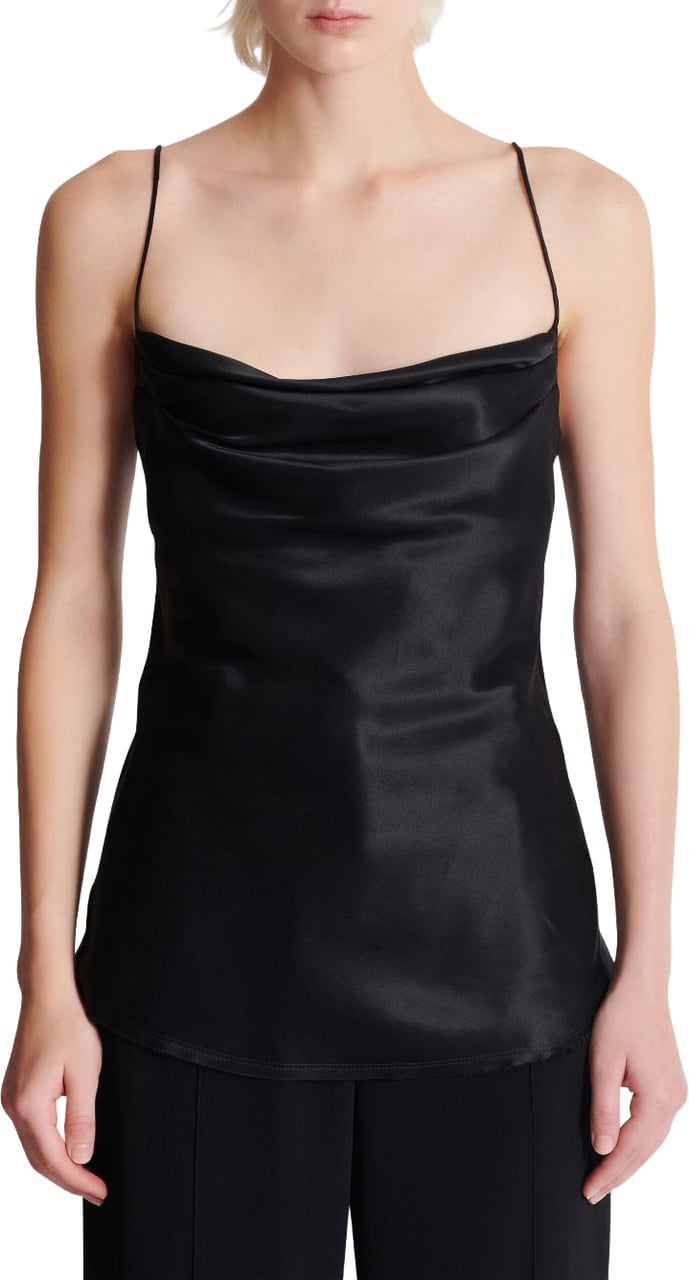 Balmain Satin-Finish Black Top Zwart