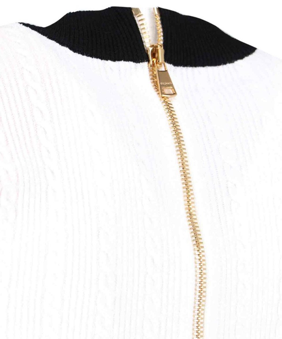 Balmain Fitted Black Dress With Ribbed Texture And Gold Accents Wit