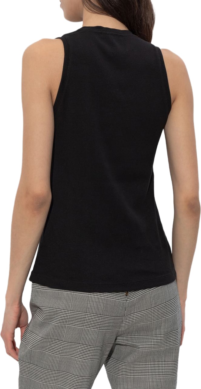 Balmain Sleeveless Black Top with Round Neckline Zwart