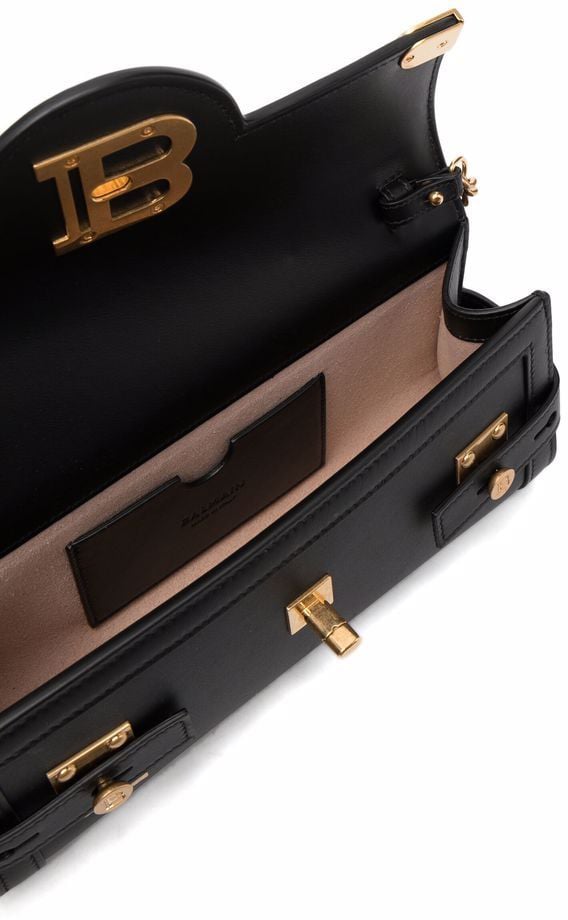 Balmain Black Leather Shoulder Bag Zwart