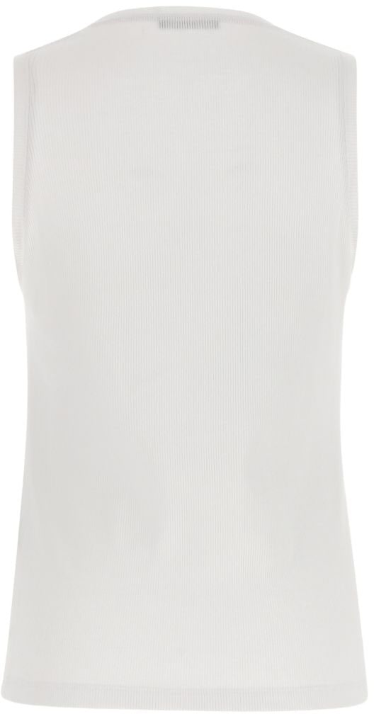Balmain Sleeveless Ribbed Top with Round Neckline Wit