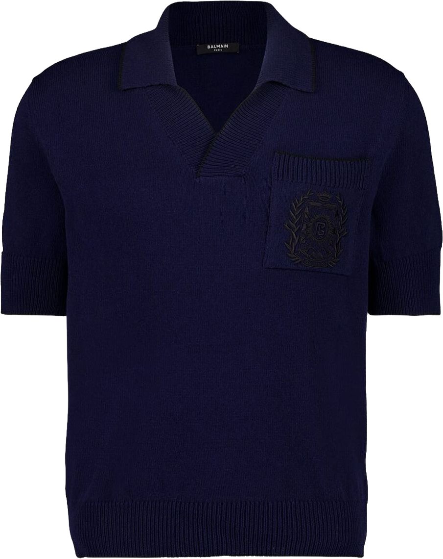 Balmain Navy Blue Polo Shirt Zwart