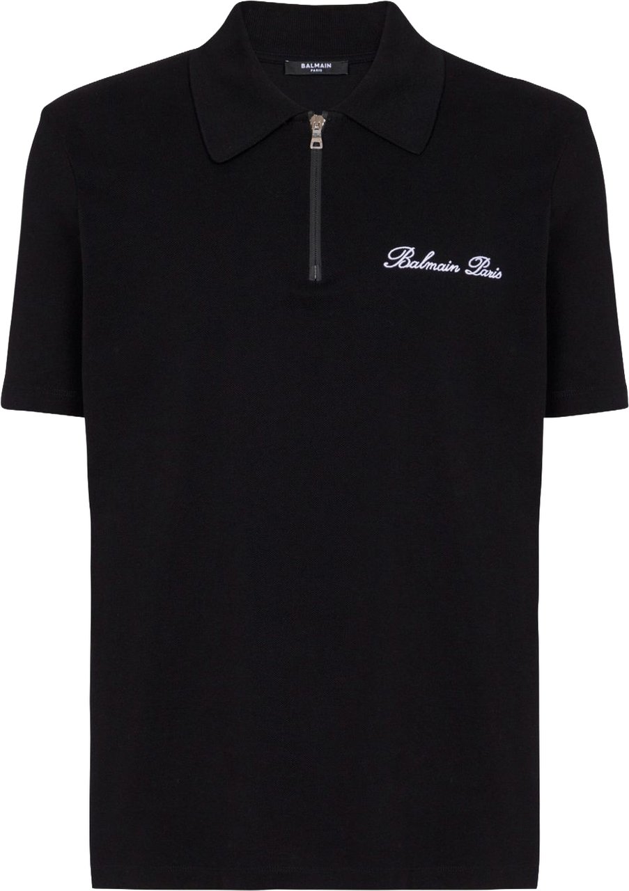 Balmain Cotton Piqué Polo Shirt Zwart