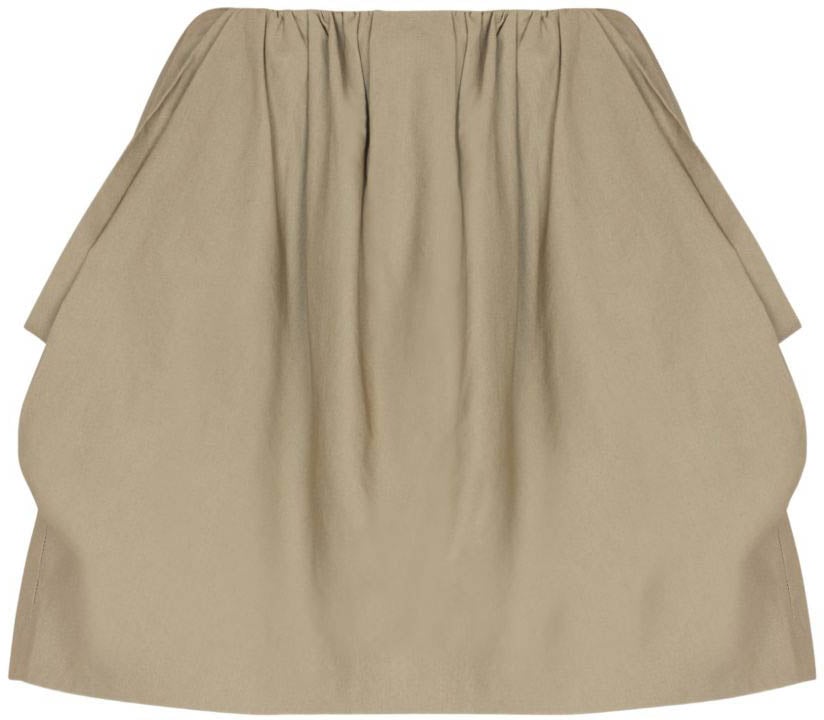 Balmain Green Pleated Waist Cotton Side Skirt Roze