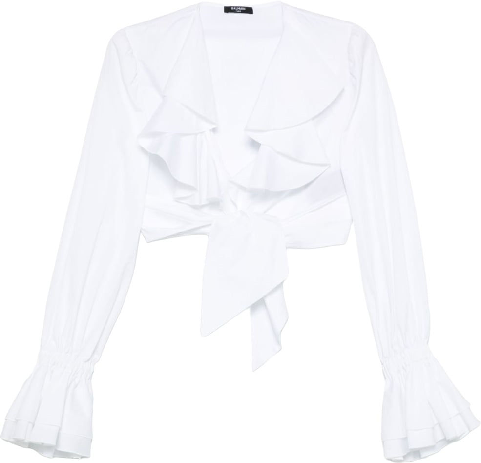 Balmain Cropped White Top Wit