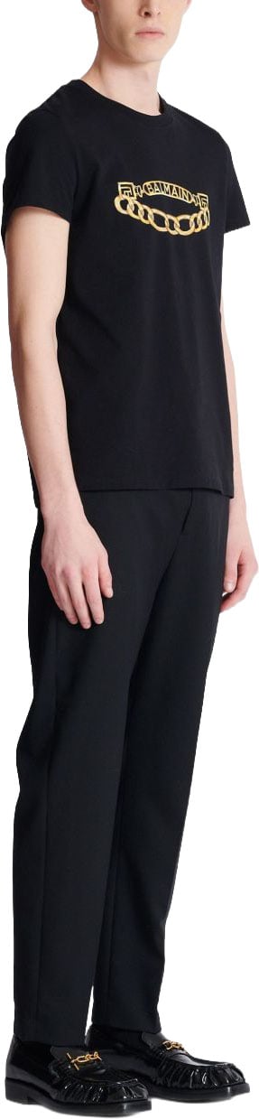 Balmain Black Short-Sleeve Crew Neck T-Shirt Zwart