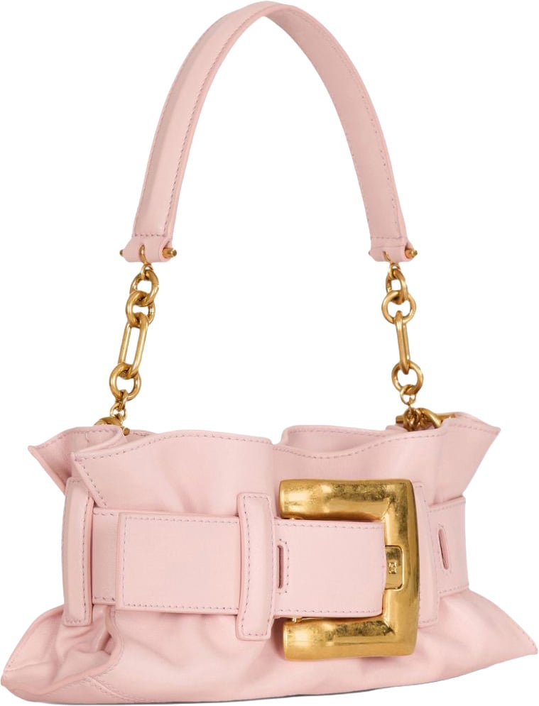 Balmain Pink Structured Textile Handbag Roze