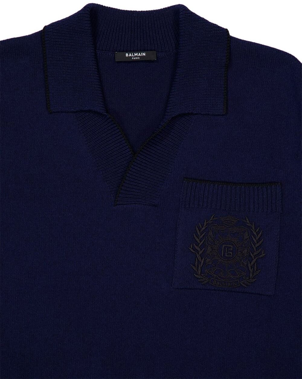 Balmain Navy Blue Polo Shirt Zwart